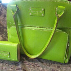 Kate Spade bright green purse & wallet